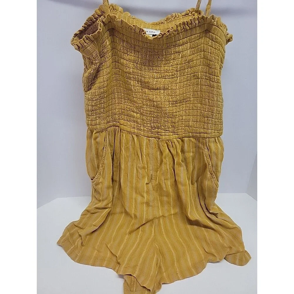 American Eagle Outfitters Linen Summer‎ Beach Striped Halter Romper Sz M